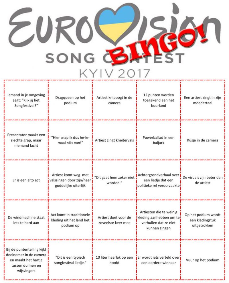 eurovisie songfestival bingo, kaart