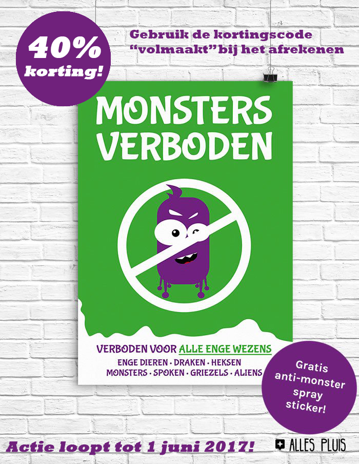 monsters verboden, poster, korting