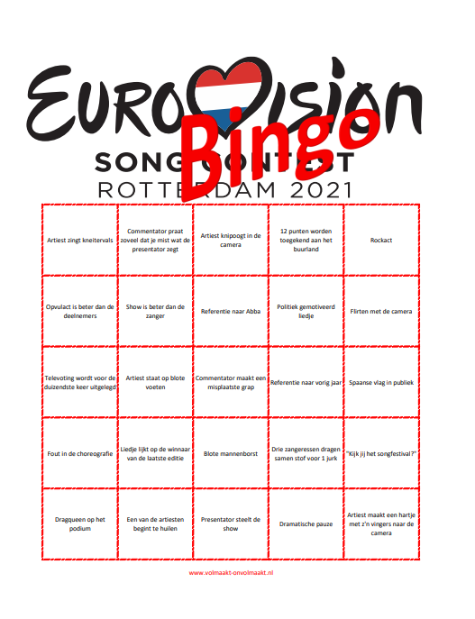 eurovision bingo 2021
